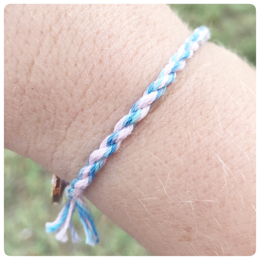 pink and blue bracelet